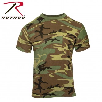 Rothco 6667-M Woodland Camouflage T-Shirt With Pocket[Medium] 