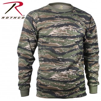 Long Sleeve T-Shirt Tiger Stripe Camo Tactical Military Rothco