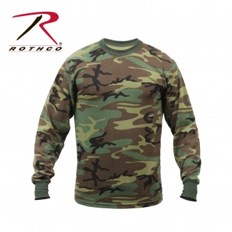 6778-L Woodland Camouflage Long Sleeve Tactical Military T-Shirt - 6778 Rothco [L] 