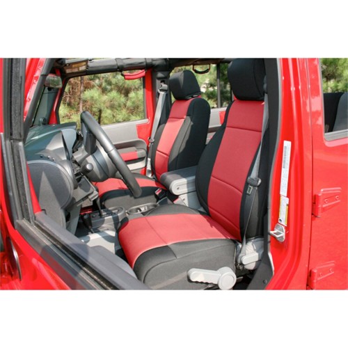 Red Neoprene Front Seat Covers Jeep Wrangler JK 2011-201813215.53 Rugged Ridge