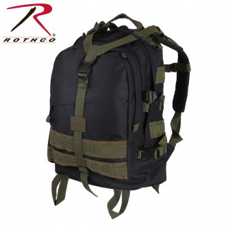7243 Backpack Large Military StyleTransport Pack Tactical MOLLE Camo Rothco[Black/Olive Drab] 