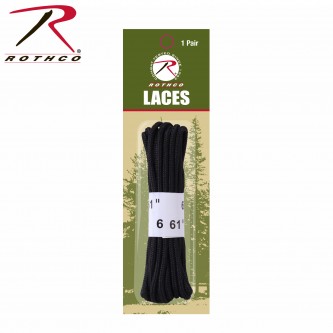 7258 Black Shoe Boot Laces Pair Various Length Rothco[61