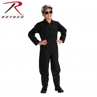 7301 Kids Military Style Army Navy Air Force Marines Flight Suit Coveralls[Black,XL] 