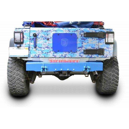 Jeep Wrangler, JK 2007-2018, Rear Bumper with D-Ring Mounts.  Playboy Blue. Made in the USA.