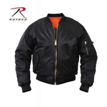 7311-L Military Style Kids MA-1 Flight Jacket - Air Force Boys Reversible Nylon Coat[Black,L] 