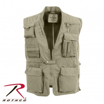 7570-L Rothco Deluxe Safari Outback Hunting Fishing Vest[Khaki,L] 