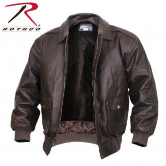 7577 Rothco Size X-Large Classic A-2 Brown Leather Military Flight Jacket