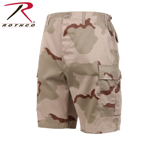 7672  BDU Cargo Shorts Button Fly Camouflage Military Rothco [Tri-Color Desert Camo]