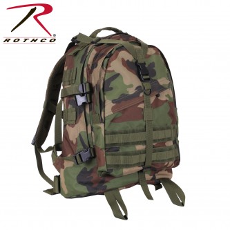 7684 Rothco Large Military Style Tactical MOLLE Transport Camo Pack Backpack[Woodland Camo] 
