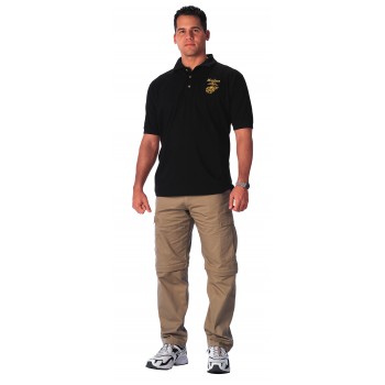 7696-M Rothco Black Embroidered Marines Globe And Anchor Golf Polo Shirt[M,Black] 