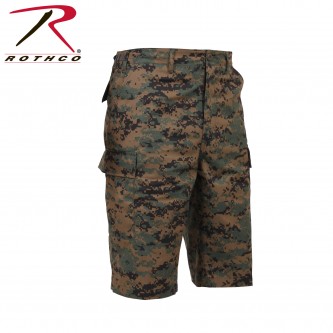 77267-XL  Rothco Zipper Fly Fatigue Camouflage Military Long Length BDU Cargo Shorts[Woodland Digit