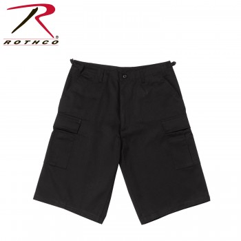 7761-S Rothco Zipper Fly Fatigue Camouflage Military Long Length BDU Cargo Shorts[Black,Small] 