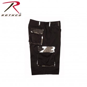 7795-M Rothco Long Length Black With City Camo Accent Military Cargo BDU Shorts[M] 
