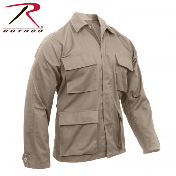 7900-L Rothco Military Poly/Cotton Twill Solid Long Sleeve BDU Tactical Fatigue Shirt[Khaki,Large] 