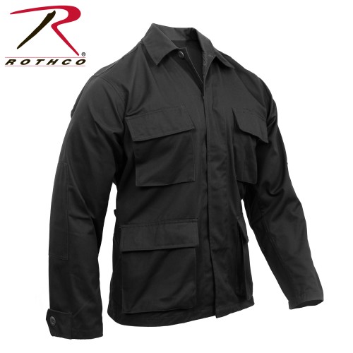 Rothco Military Poly/Cotton Twill Solid Long Sleeve BDU Tactical Fatigue Shirt[Black,Medium] 7970-M