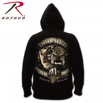 80333-M Rothco Black Ink USMC Bulldog Military Graphic Pullover Hoodie Sweatshirt[Medium] 