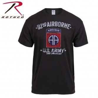 80348-L 82nd Airborne Distressed Black Ink T-Shirt Mens Military T-Shirt Rothco 80348[Large] 