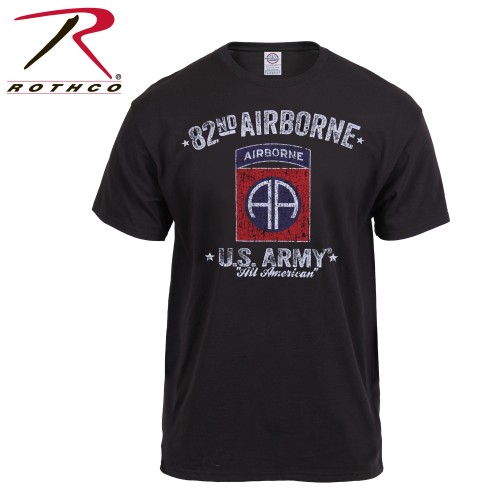 80348-XL 82nd Airborne Distressed Black Ink T-Shirt Mens Military T-Shirt Rothco 80348[X-Large] 