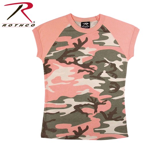  Rothco Womens 2-Tone Military Camouflage Raglan Army Camo Short Sleeve T-Shirt[Subdued Pink Camo,M