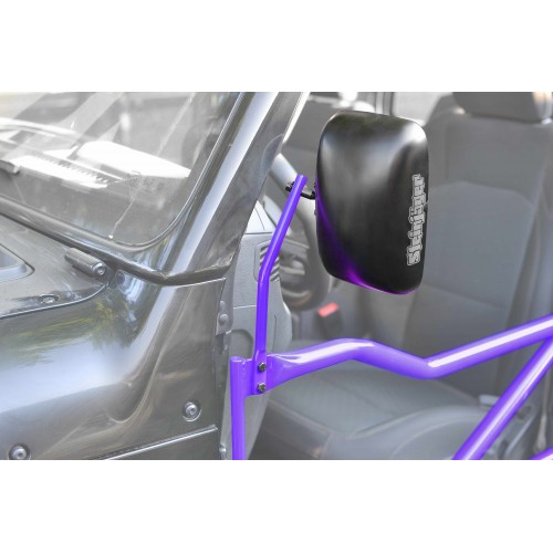 For Jeep JL Wrangler Door Mirror Kit, 2018 to present. Jeep side mirror for Jeep JL Wrangler with tubular doors. Sinbad Purple. Made in the USA.