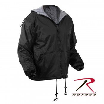 Rothco 8263-BLK/M Brand New Military Tactical Reversible Fleece Lined Hooded Jacket[Black,Medium] 