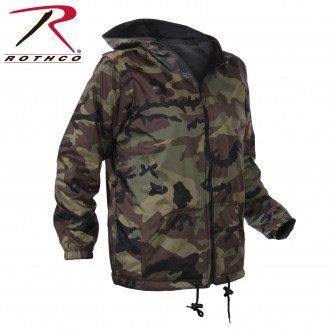 8275-M Kids Woodland Camo Reversible Fleece Lined Nylon Jacket With Hood 8275 Rothco[M] 