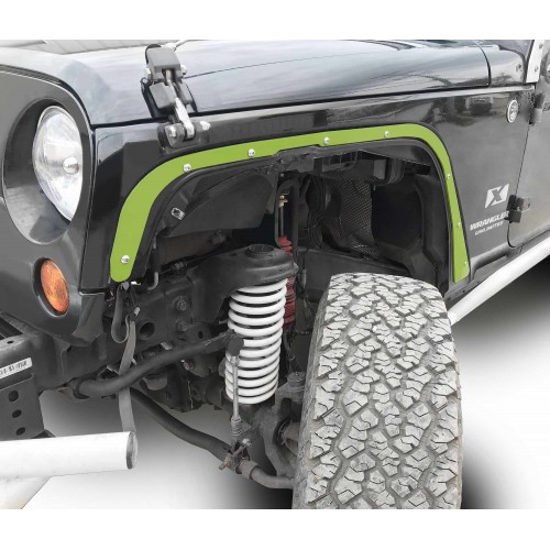 Fits Jeep JK 2007-2018, Front Fender Deletes.  Gecko Green.  Kit includes two front fender deletes.  Made in the USA.