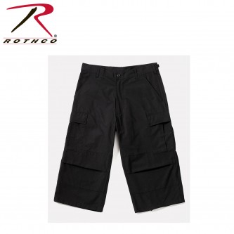 Rothco 6-Pocket Military BDU Rip Stop 3/4 Length Fatigue Pants[S,Black] 8351-S 