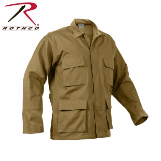 8509-2X Rothco Military Poly/Cotton Twill Solid Long Sleeve BDU Tactical Fatigue Shirt[Coyote Brown,