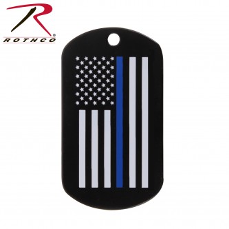 Thin Blue Line U.S. Flag Black Dog Tag Rothco 8513