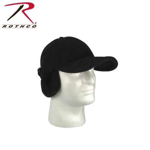 Rothco 8560 Black Polar Fleece Low Profile Cap With Earflaps