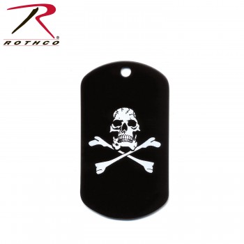 8594 Rothco Black Skull And Crossbones Dog Tag