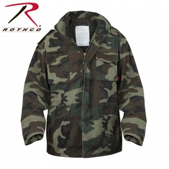 8613 Rothco Woodland Camo Size X-Small Vintage M-65 Military Field Jacket