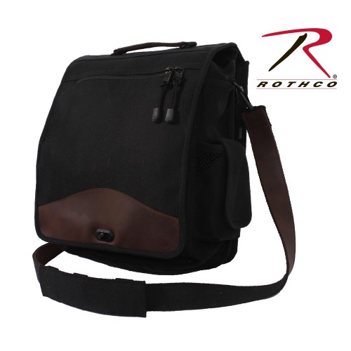 8638 Rothco Vintage Military M-51 Engineers Canvas Shoulder Bag With Leather Accents[Black] 
