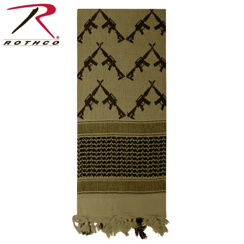 8737-Foliage Shemagh Scarf Crossed Rifles Military Tactical Desert 100% Cotton 8737 Rothco [Foliage 