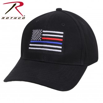8754 Thin Blue Line And Red Line Low Profile Baseball Cap Law Enforcement Hat 8754 