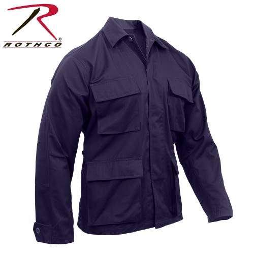 Rothco Military Poly/Cotton Twill Solid Long Sleeve BDU Tactical Fatigue Shirt[Navy Blue,Large]