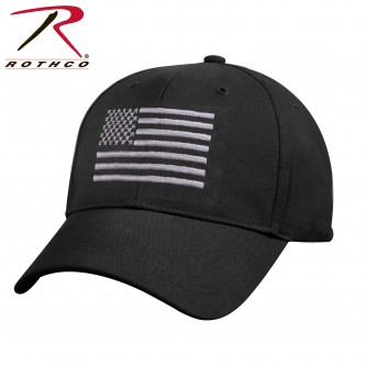 8978 US Flag Low Profile Black & Silver Baseball Hat 100% Cotton Cap Rothco 8978 