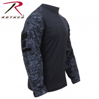 90215-L Long Sleeve Combat Shirt Heat Resistant Tactical Military Rothco [Midnight Digital Camo,Larg
