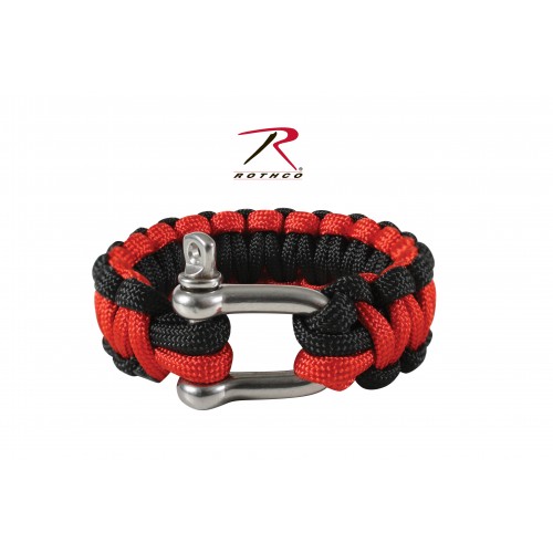 911-9 Rothco Paracord Bracelet w/ D-Shackle Red/Black 9 Inches