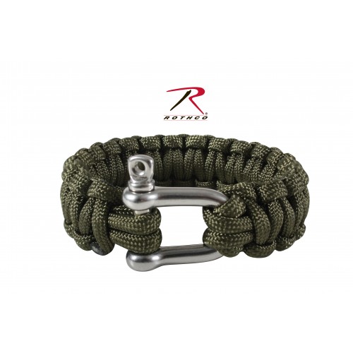 914-9 Rothco Paracord Bracelet w/ D-Shackle Olive Drab 9 Inches