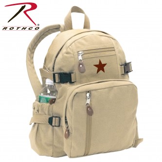 9162 Rothco Vintage Canvas Mini Military Backpack Compact Bag[Khaki] 