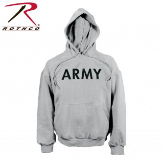 9189-M Rothco Military Physical Training Pullover Hooded Sweatshirt Army USMC Hoodie[Grey Army,Mediu
