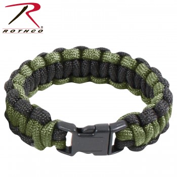 921-7 Rothco Two-Tone Paracord Bracelet Olive Drab/Black 7 Inches Length 