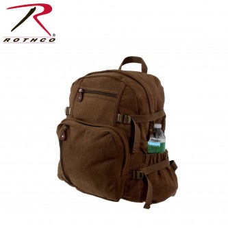 9243 Rothco Vintage Canvas Jumbo Military Backpack School Bag[Brown] 