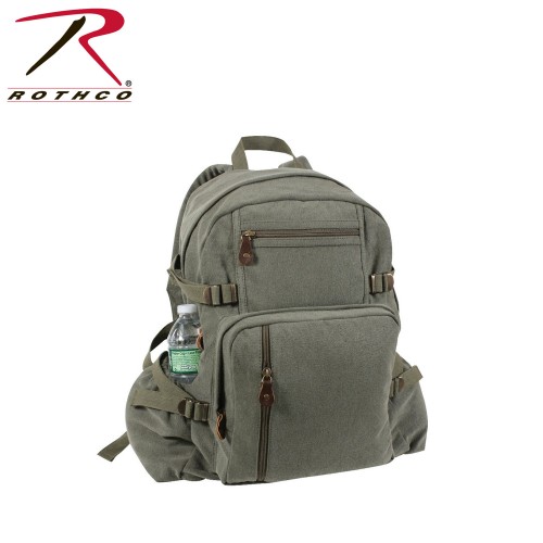 9262-blk Rothco Vintage Canvas Jumbo Military Backpack School Bag[Black] 