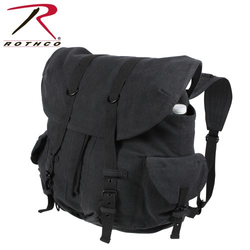 9658-BLK Rothco Vintage Weekender Canvas Front Strap Backpack[Black]
