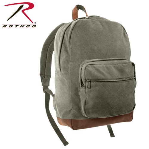 Rothco Vintage Canvas Teardrop Backpack With Leather Accents[Olive Drab] 9666 