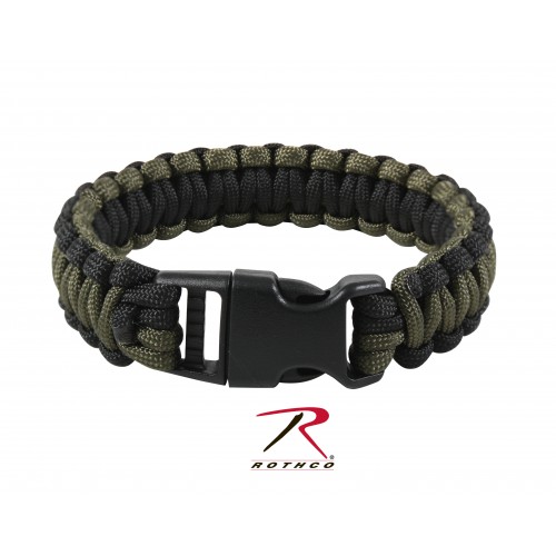 967-7 Rothco Deluxe Paracord Bracelets Black / Olive Drab Length 7 Inches 
