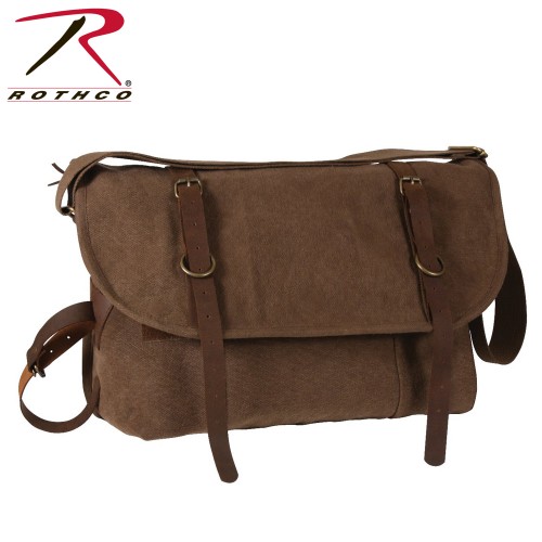Rothco Vintage Military Canvas Explorer Shoulder Bag With Leather Accents[Khaki] 9684-Khaki 